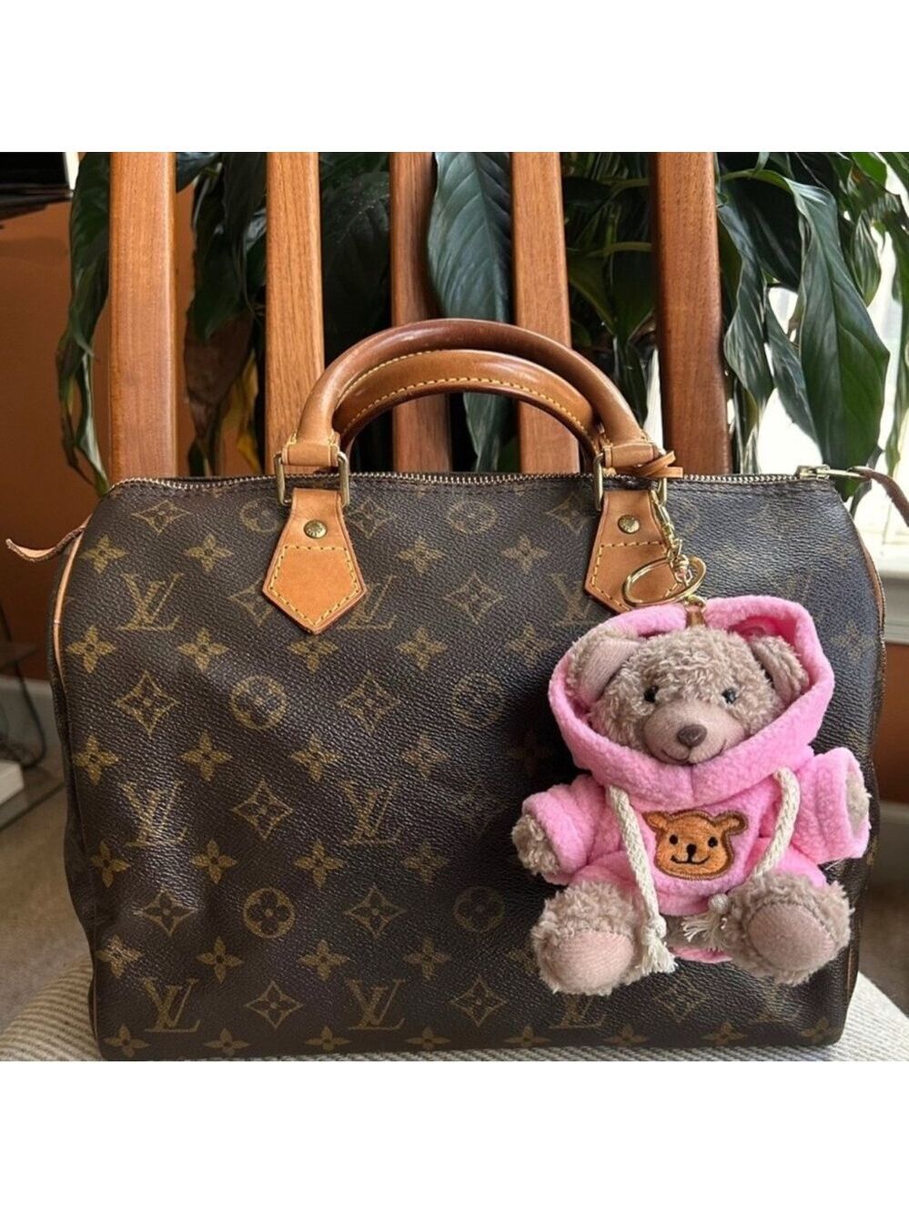 TEDDY BEAR HOODIE Bag Charm Taupe and Pink 🧸 - Picture 5 of 5